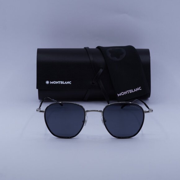 Montblanc MB0160S 001 Square Sunglasses - Silver/Black/Grey - Picture 7 of 10